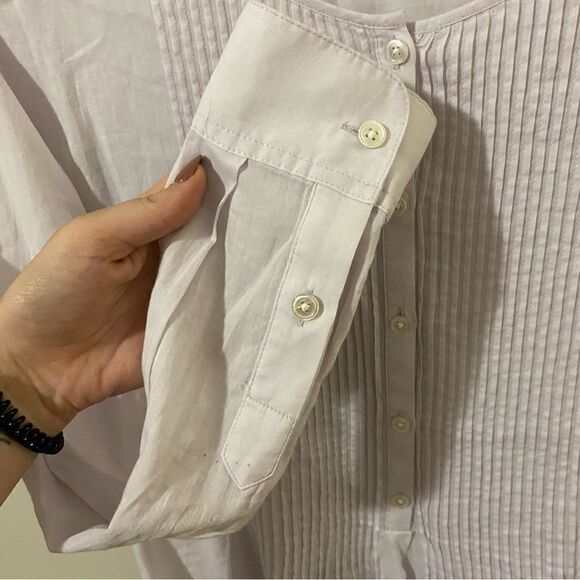 Theory pleated pin-tuck long sleeve top - Picture 6 of 7